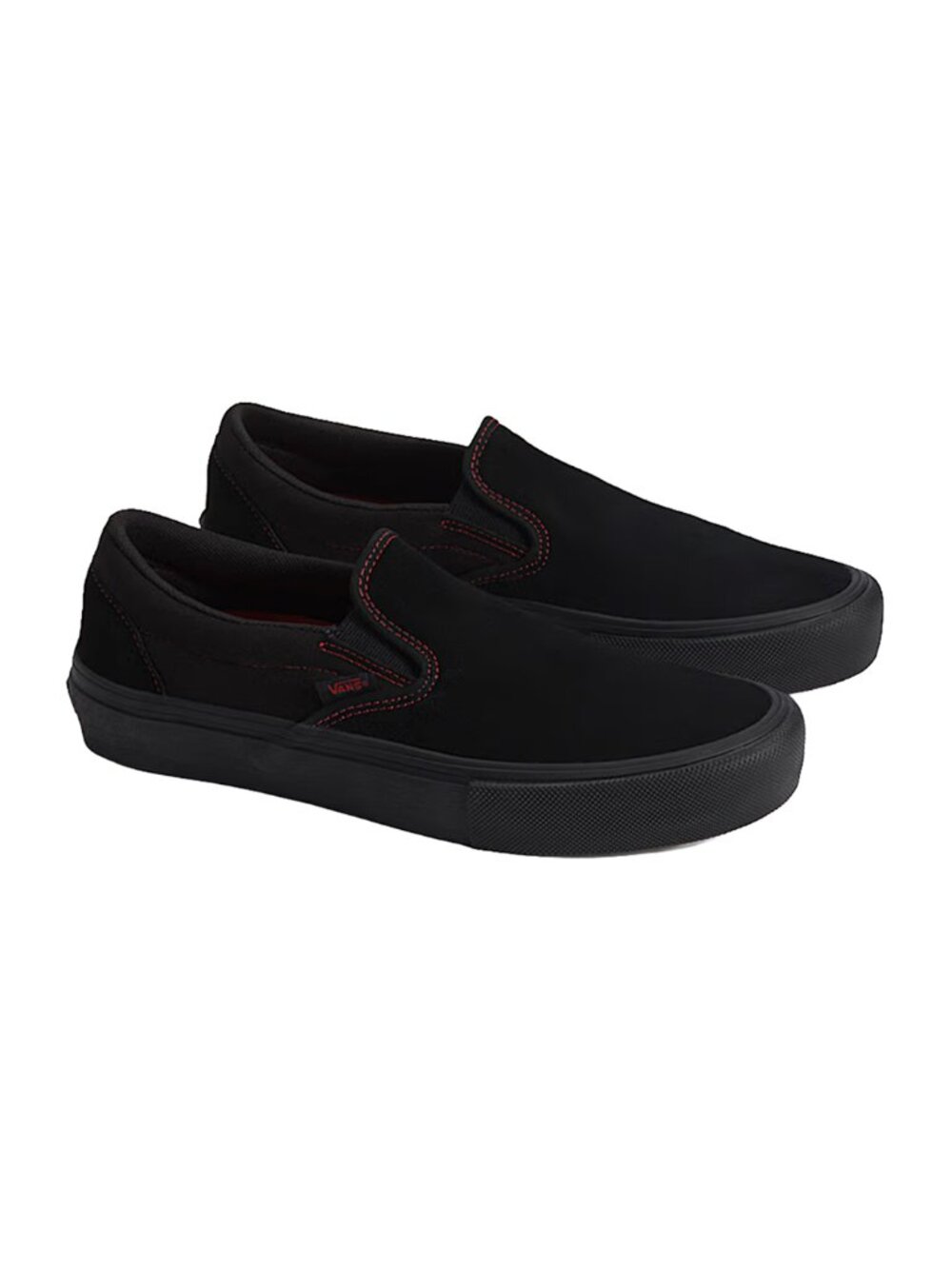 Vans Classic Slip-On Shoe Black Black Red Womwn Size 9.5 NWT